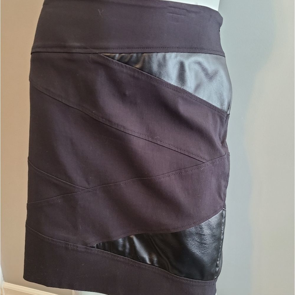 Rafaella Black Bandage Skirt with Faux Leather sz - Picture 7 of 8